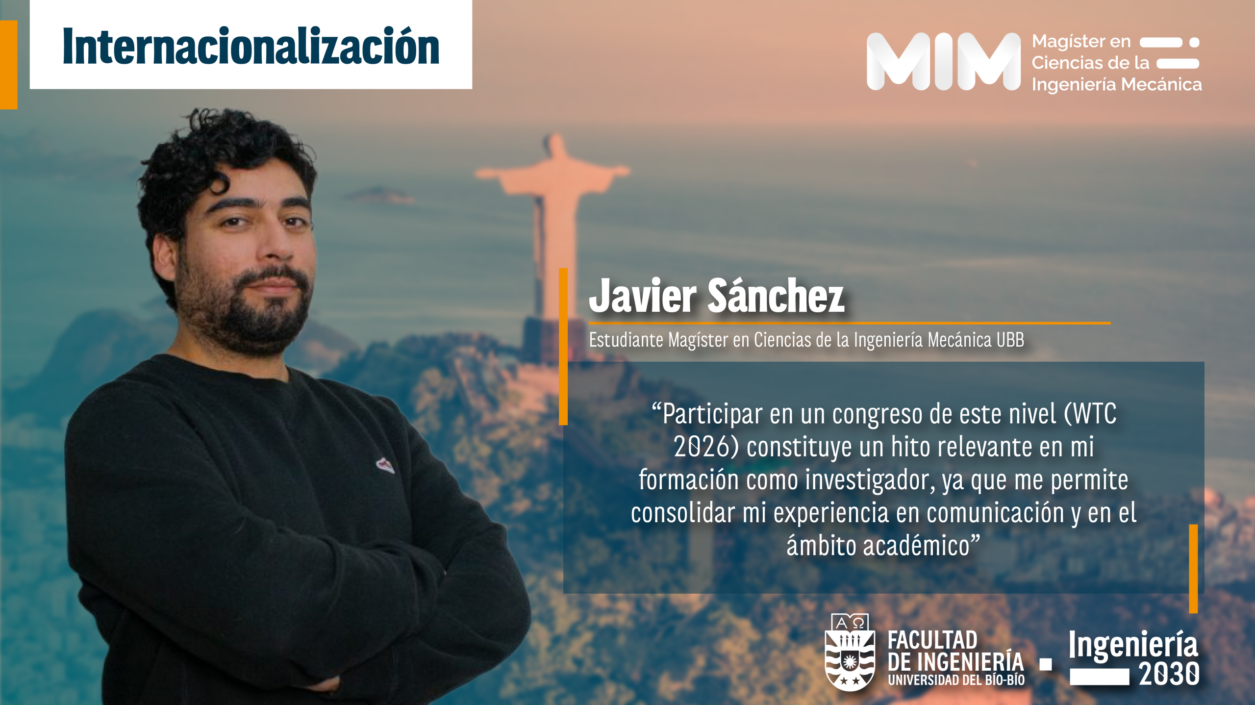 Estudiante MIM UBB presentará en Brasil investigación sobre nuevos materiales para componentes mecánicos